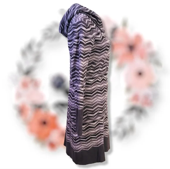 💕SOLD! Prana Meryl Gray Chevron Striped Hooded Sweater Dress size XL - Picture 4 of 8